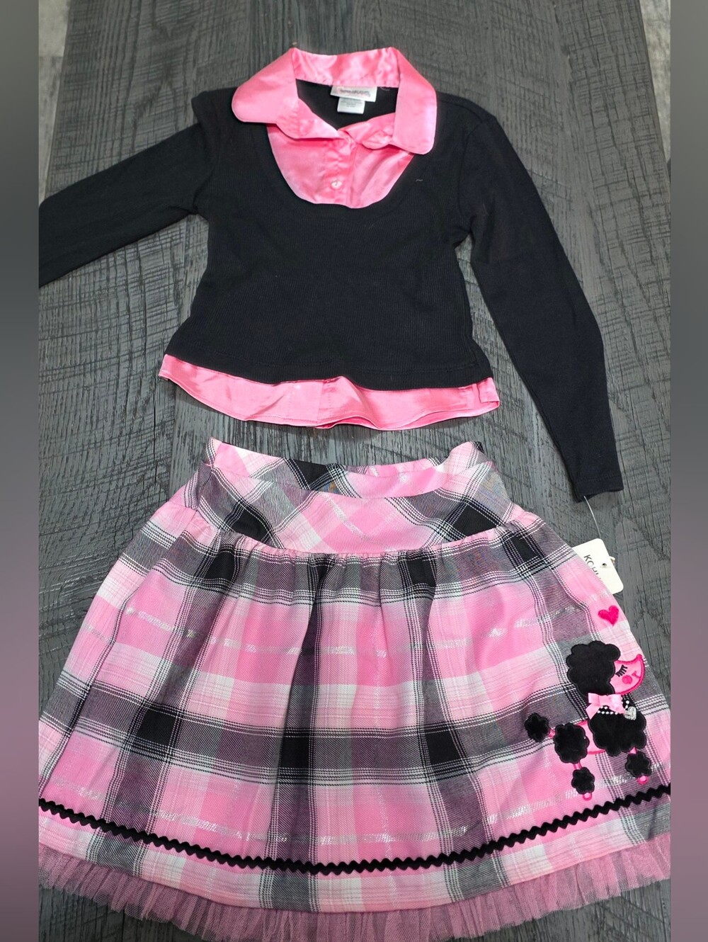 NWT Youngland Girls Pink Plaid Tulle-Trim Skirted Dress (Sz:6x) - Picture 3 of 6